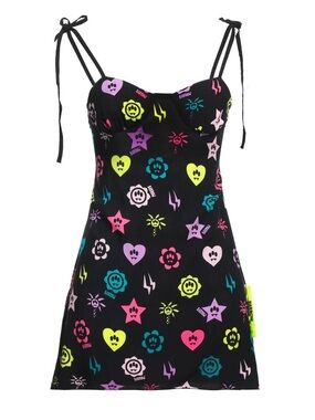 Barrow Black Dress with Neon Multi-Icon Print
